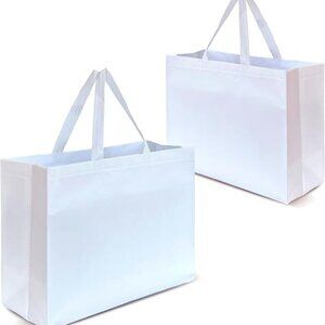 White Gift Bags Extra Large Size –Set of 12 Reusable White Gift Bags With Handle